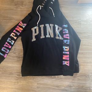 Victoria’s Secret pink hoodie bling watercolor